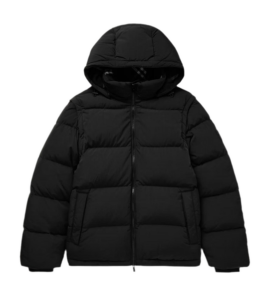 BURBERRY Convertible Quilted Crinkled-Shell Hooded Down Jacket